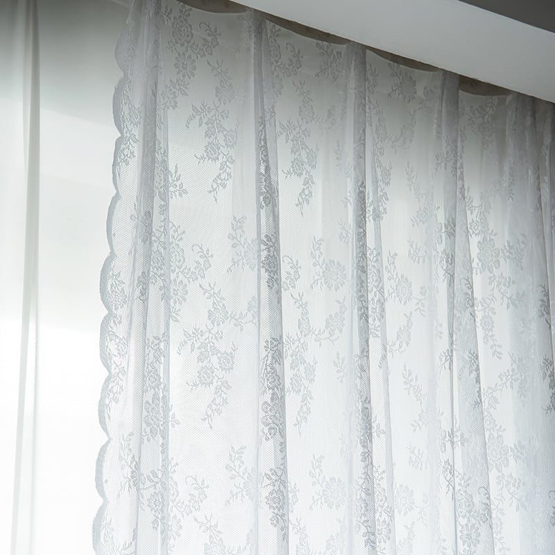 Κουρτίνες φλανελ με δαντέλα και γάζα, διαφανείς (σκιά 1–40%), αγροτικό στυλ, εγκατάσταση χωρίς διάτρηση