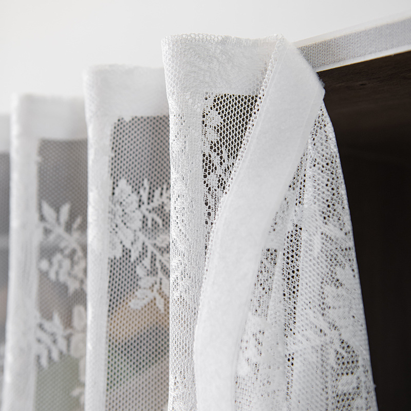 Κουρτίνες φλανελ με δαντέλα και γάζα, διαφανείς (σκιά 1–40%), αγροτικό στυλ, εγκατάσταση χωρίς διάτρηση