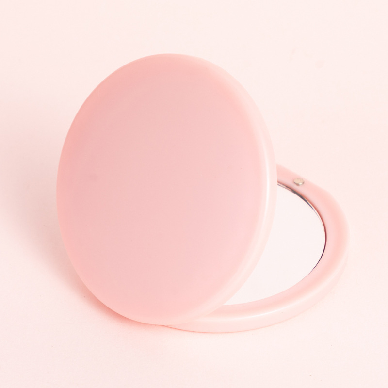 Αναδιπλούμενο στρογγυλό καθρέφτης μακιγιάζ, διπλής όψης με αλουμινένιο φακό, πλαίσιο PU/PS/PVC