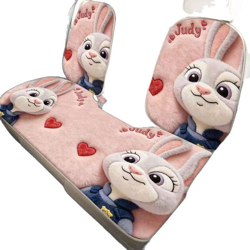 Auto jastučić za sjedište u stilu Zootopia, zimski karikaturalni dizajn, otporna na mrlje i habanje, mekana, dizajn Judy i Nick, lako se čisti