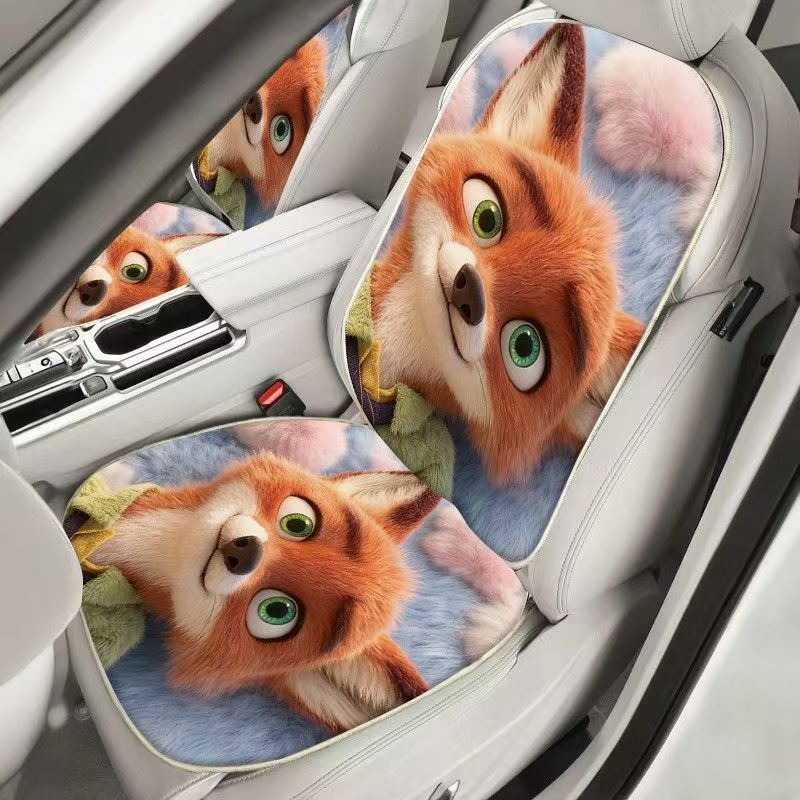 Auto jastučić za sjedište u stilu Zootopia, zimski karikaturalni dizajn, otporna na mrlje i habanje, mekana, dizajn Judy i Nick, lako se čisti