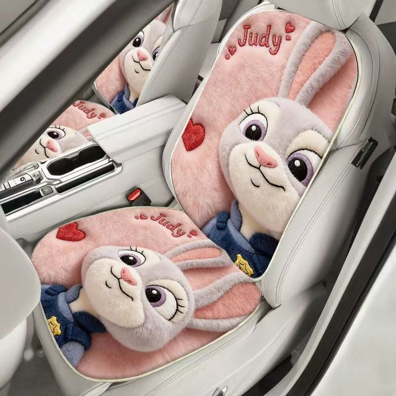 Auto jastučić za sjedište u stilu Zootopia, zimski karikaturalni dizajn, otporna na mrlje i habanje, mekana, dizajn Judy i Nick, lako se čisti