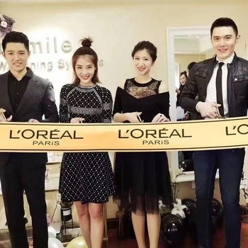 Κορδέλα έναρξης τελετής, προσαρμοσμένη με κείμενο和 λογότυπα, σατέν, inkjet εκτύπωση, για τελετή έναρξης και παράδοση