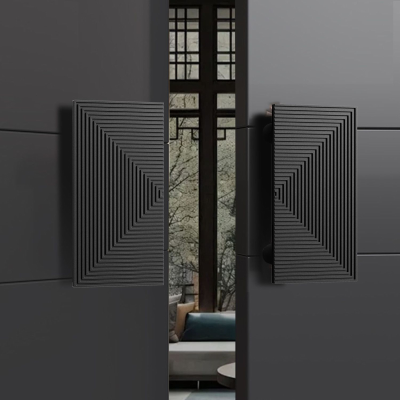 Kvaka za vrata, gravirana aluminijska legura, Novi kineski stil, Čvrsta ploča