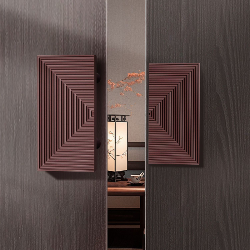 Kvaka za vrata, gravirana aluminijska legura, Novi kineski stil, Čvrsta ploča