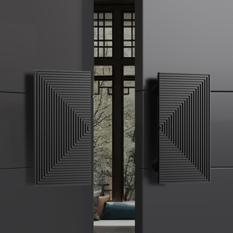 Kvaka za vrata, gravirana aluminijska legura, Novi kineski stil, Čvrsta ploča