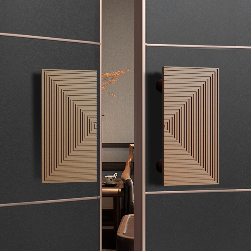 Kvaka za vrata, gravirana aluminijska legura, Novi kineski stil, Čvrsta ploča