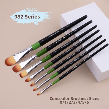 Set od 7 makeup četkica sa sintetičkim vlaknima i drvenim dršćama, u torbici (četke za korektor, usne i eyeliner)