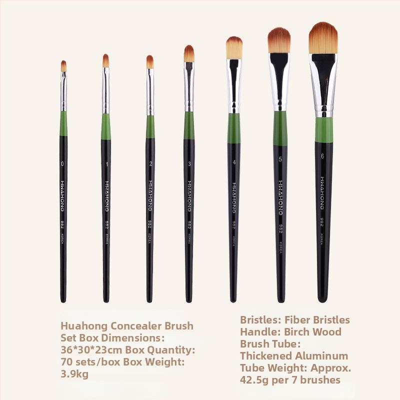 Set od 7 makeup četkica sa sintetičkim vlaknima i drvenim dršćama, u torbici (četke za korektor, usne i eyeliner)