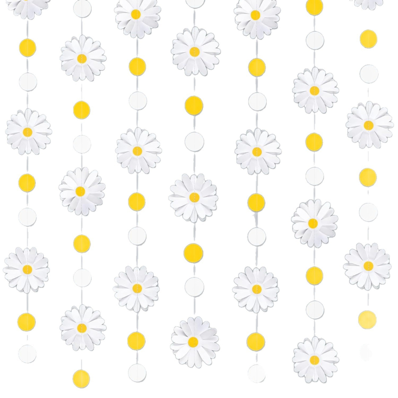 Papirnata girlanda s margaretama za dekoraciju prostora uz traku