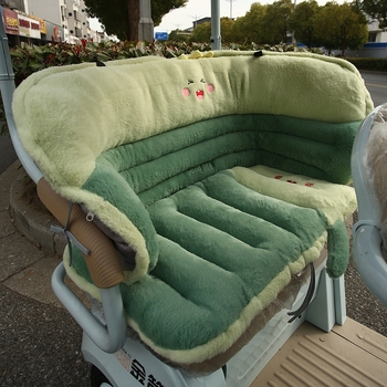 Tricicletă: pernă de șa cu spătar integrat pentru șaua din față și din spate; material pluș iepure, umplutură PP bumbac