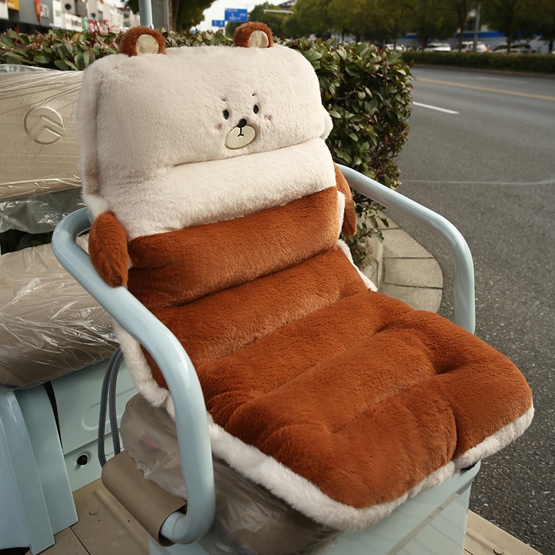 Tricicletă: pernă de șa cu spătar integrat pentru șaua din față și din spate; material pluș iepure, umplutură PP bumbac