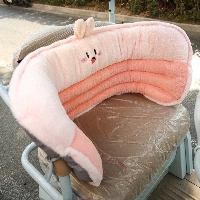 Tricicletă: pernă de șa cu spătar integrat pentru șaua din față și din spate; material pluș iepure, umplutură PP bumbac