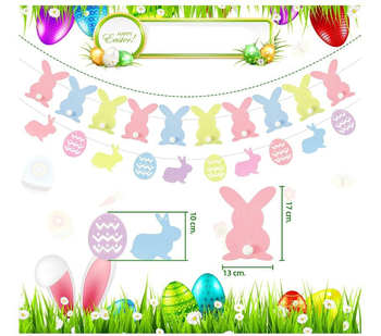 Set bannera za Uskrs s uskršnjim zekom za unutarnje i vanjsko vješanje - netkani materijal, kućna dekoracija