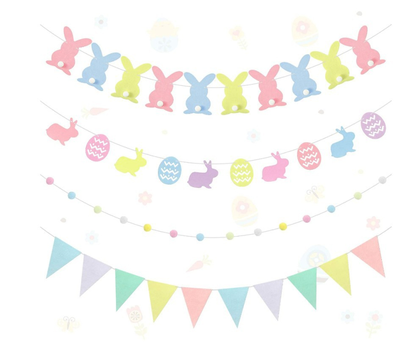 Set bannera za Uskrs s uskršnjim zekom za unutarnje i vanjsko vješanje - netkani materijal, kućna dekoracija