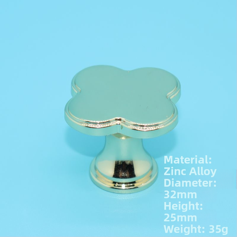 Дръжка за шкафове и чекмеджета с форма на четирилистна детелина, цинкова сплав, едно дупче, скандинавски стил лукс, модел 2908a