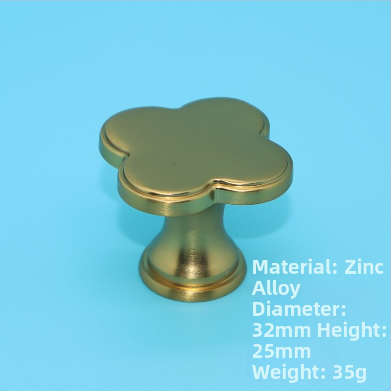 Дръжка за шкафове и чекмеджета с форма на четирилистна детелина, цинкова сплав, едно дупче, скандинавски стил лукс, модел 2908a