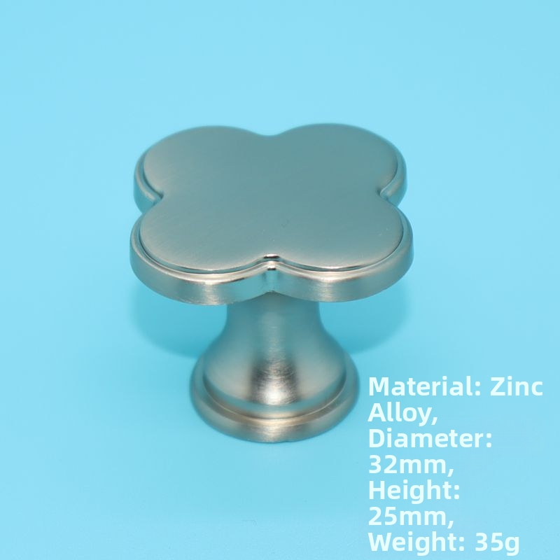 Дръжка за шкафове и чекмеджета с форма на четирилистна детелина, цинкова сплав, едно дупче, скандинавски стил лукс, модел 2908a