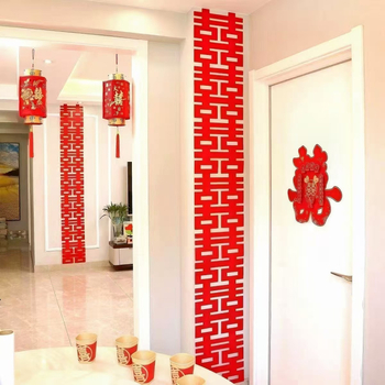 Завеса за сватбена стая с надпис Двойно щастие за фон на снимки, платнена завеса, марка Red Realm, сватбена декорация, опакована в Opp bag