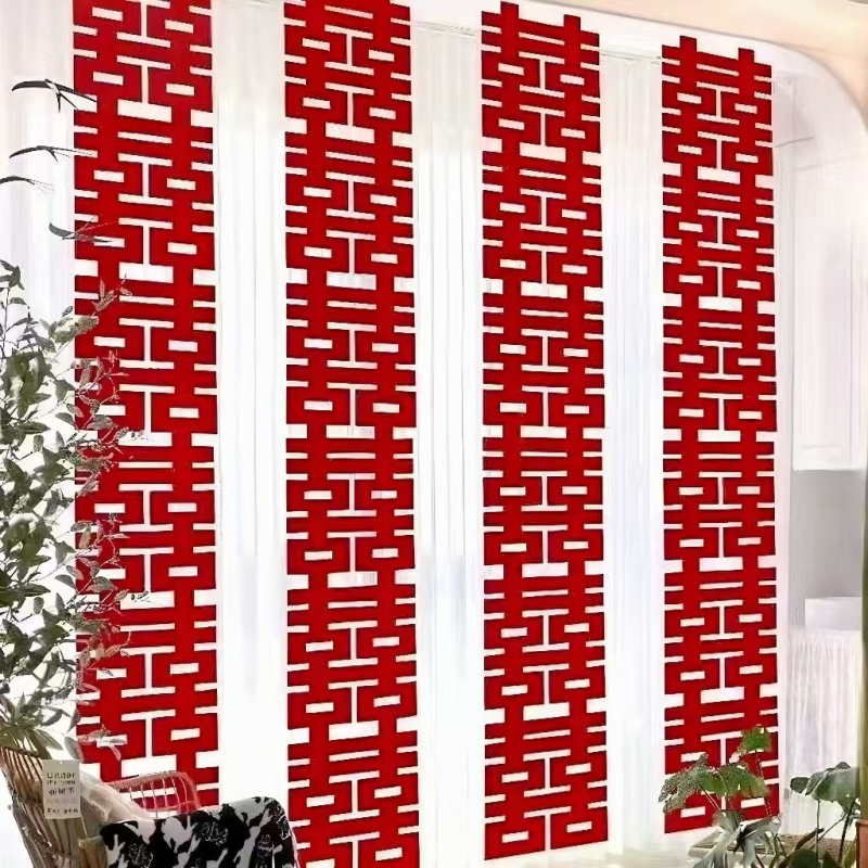 Завеса за сватбена стая с надпис Двойно щастие за фон на снимки, платнена завеса, марка Red Realm, сватбена декорация, опакована в Opp bag