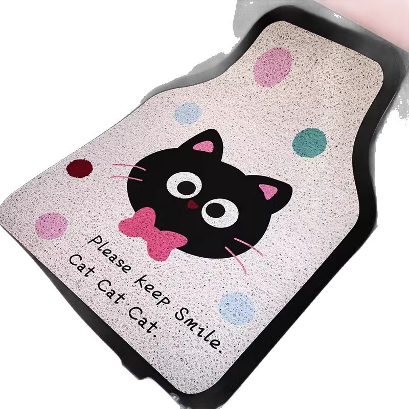 Covorașe de podea pentru mașină cu design desen animat – universale, anti-murdărire și rezistente la uzură, Material: wire loop, Personalizabile