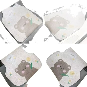 Auto podne prostirke PVC, motiv crtani medvjed, rub s žičanom petljom, prilagodljive, čišćenje usisavačem