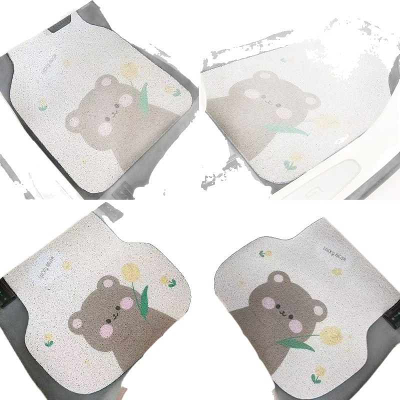 Auto podne prostirke PVC, motiv crtani medvjed, rub s žičanom petljom, prilagodljive, čišćenje usisavačem