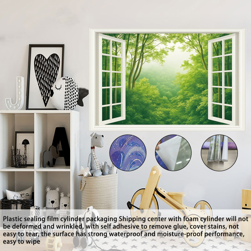 Αυτοκόλλητο τοίχου PVC – Nordic στυλ, τοπίο παραθύρου, αδιάβροχο, ανθεκτικό στη μούχλα