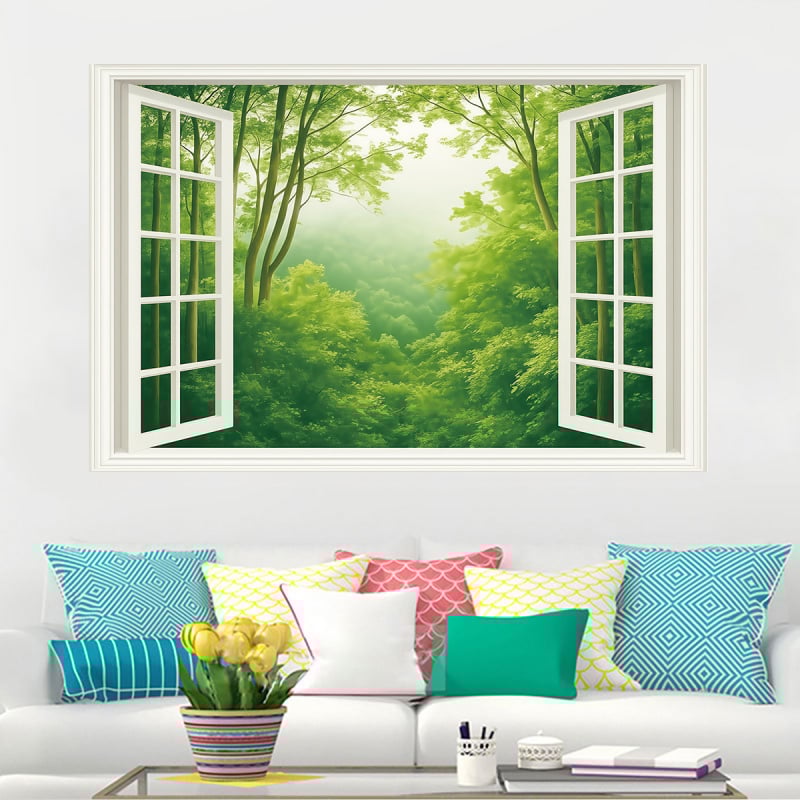 Αυτοκόλλητο τοίχου PVC – Nordic στυλ, τοπίο παραθύρου, αδιάβροχο, ανθεκτικό στη μούχλα