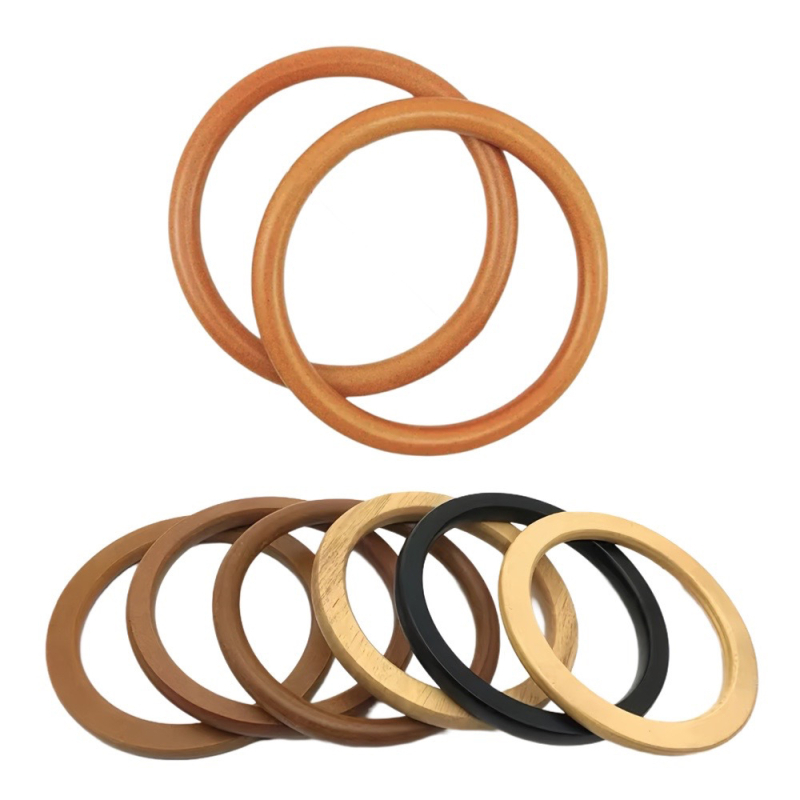 Ξύλινο χερούλι δαχτυλιδιού για τσάντες - αξεσουάρ, μονοχρωμία, ξύλο, αδιάβροχο, υπερ-ελαφρύ, στυλ Άνοιξη 2024