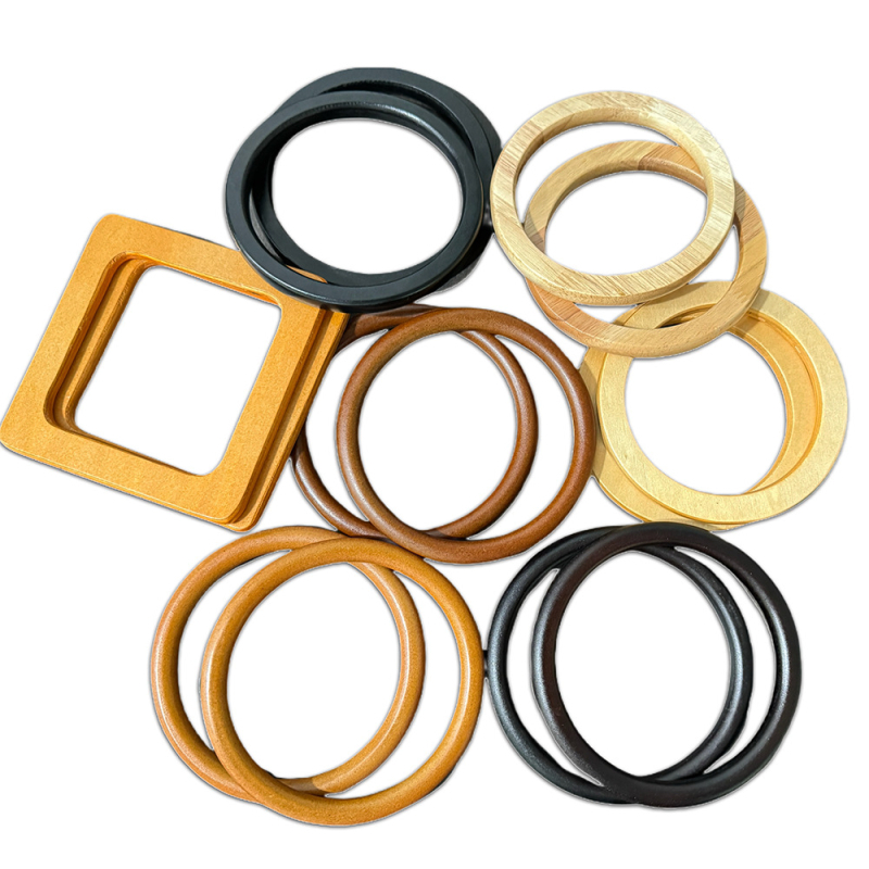 Ξύλινο χερούλι δαχτυλιδιού για τσάντες - αξεσουάρ, μονοχρωμία, ξύλο, αδιάβροχο, υπερ-ελαφρύ, στυλ Άνοιξη 2024