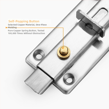 Rozsdamentes acél ajtócsap, pillangó típus, polírozott felület, Modell: Self-propelled Bolt, Márka: Yabailong