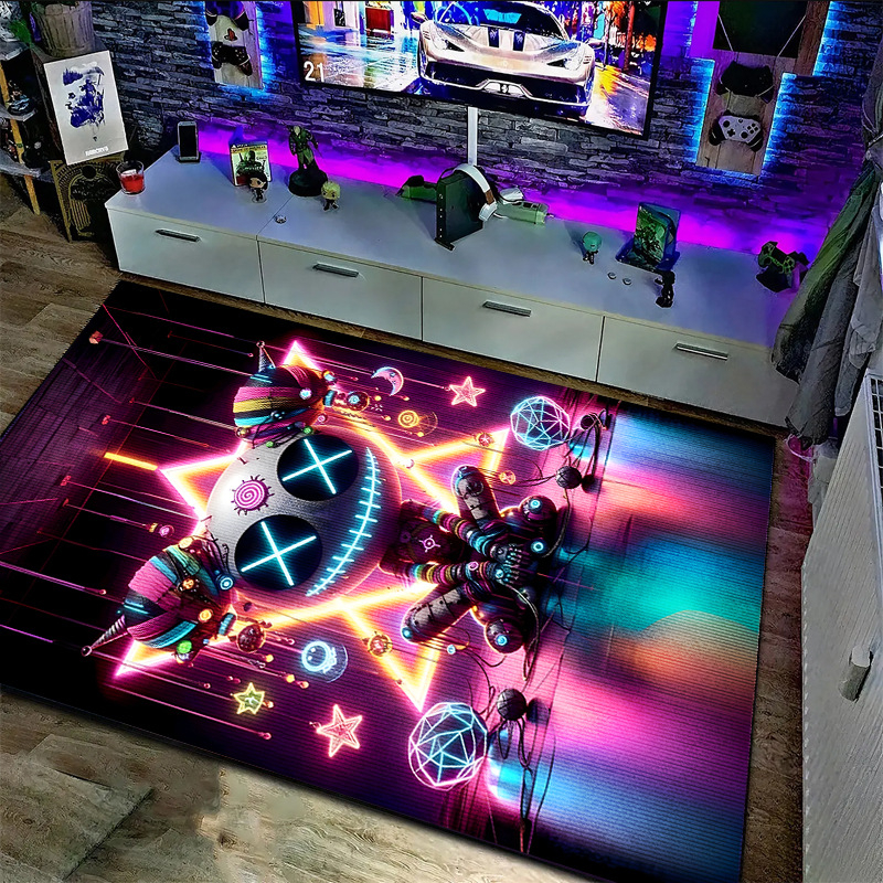 Négyzet alakú poliészter rostokból készült szőnyeg relifes textúrával a bejárathoz; mosható és testreszabható, mintákkal: csíkok, geometriák, autók, ötágú csillag és mókás állatok.