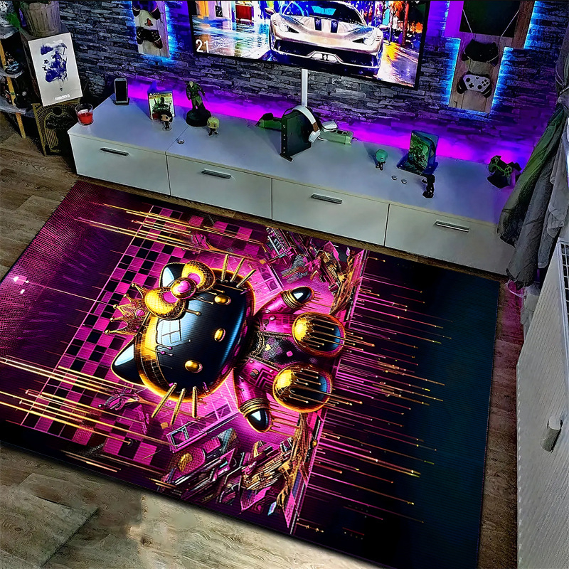 Négyzet alakú poliészter rostokból készült szőnyeg relifes textúrával a bejárathoz; mosható és testreszabható, mintákkal: csíkok, geometriák, autók, ötágú csillag és mókás állatok.