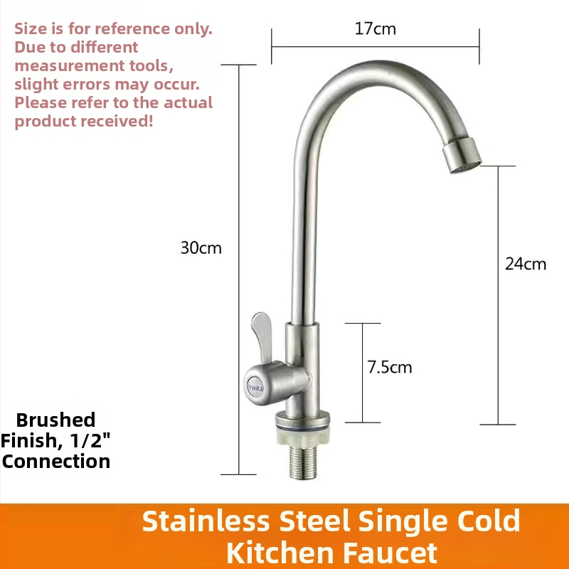 Konyhai hideg víz, egykaros csap, forgatható, rozsdamentes acélból, kerámia korongos szelep