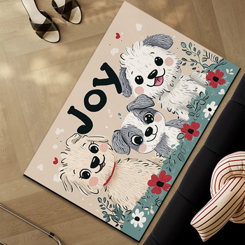 Bejárati csúszásmentes szőnyeg, négyzetes forma, állatos mesefigurás minta, mosható