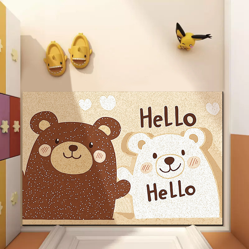 Bejárati csúszásmentes szőnyeg, négyzetes forma, állatos mesefigurás minta, mosható