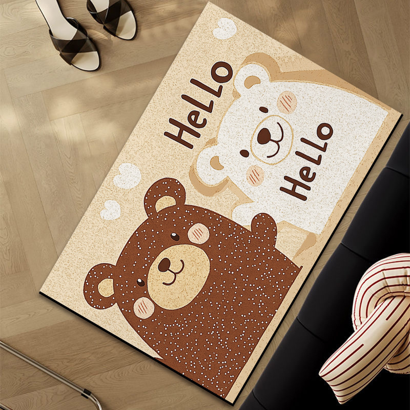 Bejárati csúszásmentes szőnyeg, négyzetes forma, állatos mesefigurás minta, mosható