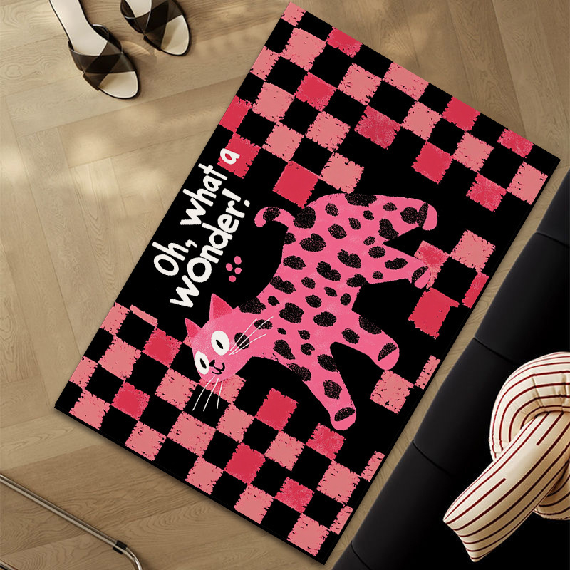 Bejárati csúszásmentes szőnyeg, négyzetes forma, állatos mesefigurás minta, mosható