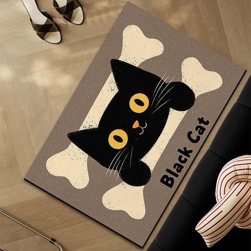 Bejárati csúszásmentes szőnyeg, négyzetes forma, állatos mesefigurás minta, mosható