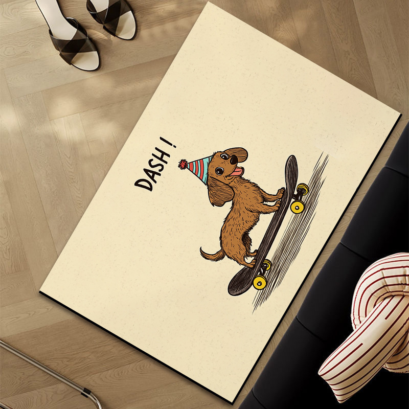 Bejárati csúszásmentes szőnyeg, négyzetes forma, állatos mesefigurás minta, mosható