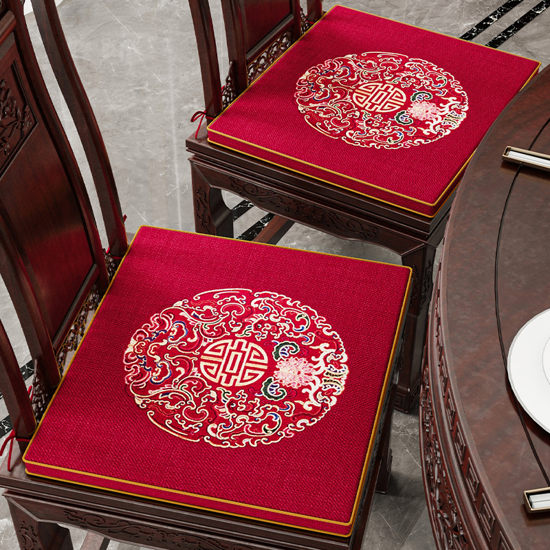 Седалкова възглавница в китайски стил — модел облаци, Doris hemp, пълнител от високо-плътна пяна