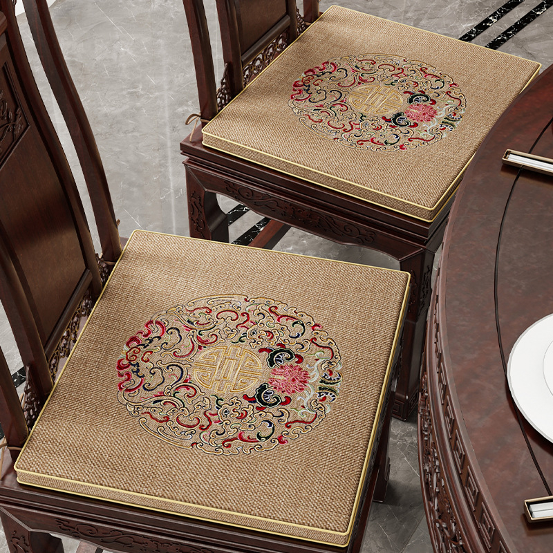 Седалкова възглавница в китайски стил — модел облаци, Doris hemp, пълнител от високо-плътна пяна