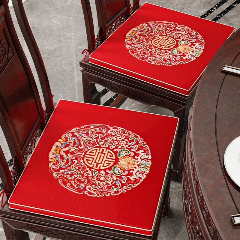 Седалкова възглавница в китайски стил — модел облаци, Doris hemp, пълнител от високо-плътна пяна