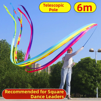 Gimnastická stuha s teleskopickou tyčou z nehrdzavejúcej ocele, saténová stuha, železný zdvíhací krúžok, pre vonkajšie použitie, model 01, pôvod Zhejiang