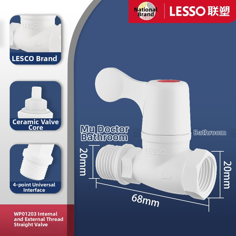 Liansu plastový rýchlo otvárateľný uhlový ventil pre vodu, model WP01201, závitová montáž, materiál: plast, prevádzkový tlak: pitná voda