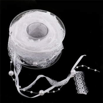 Lulubon čipkasta traka s lancem imitacijskih perli za svadbene bukete i dekoracije događaja