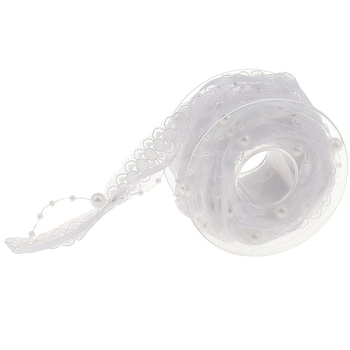 Lulubon čipkasta traka s lancem imitacijskih perli za svadbene bukete i dekoracije događaja