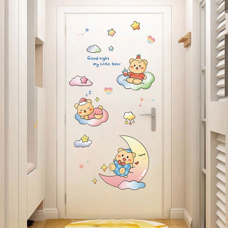 Αυτοκόλλητο τοίχου με καρτούν μοτίβο, PVC, αδιάβροχο, για υπνοδωμάτιο, 1 τεμάχιο