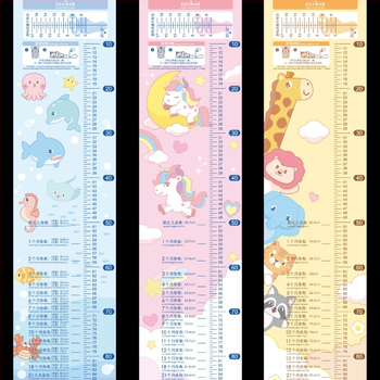 Αυτοκόλλητο τοίχου με μετρητή ύψους – PVC υλικό, χαριτωμένο σχέδιο ζώων, 1 τεμάχιο